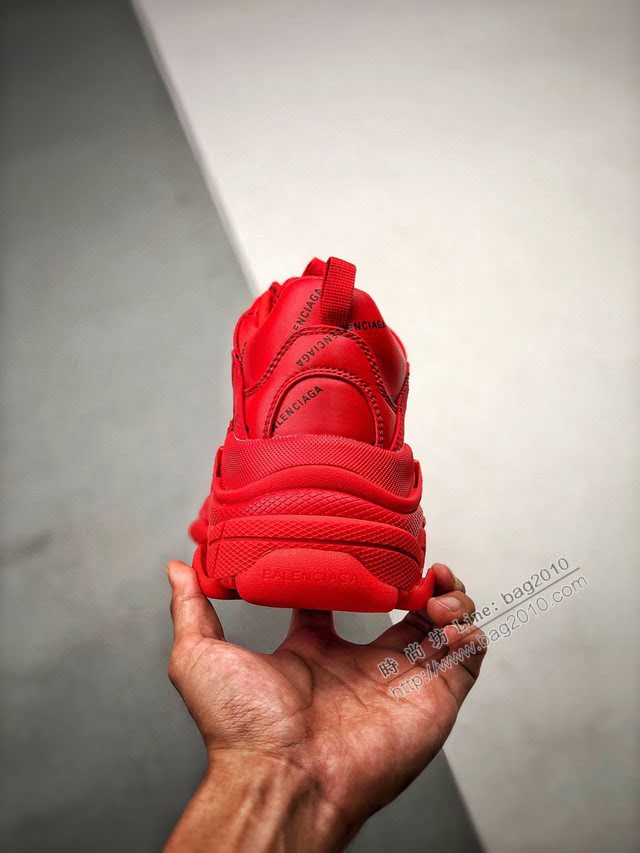 Balenciaga經典款男女鞋 巴黎世家頂級版本Triple S大底LOGO大紅彈幕老爹鞋 Balenciaga情侶款老爹鞋  hdbl1212